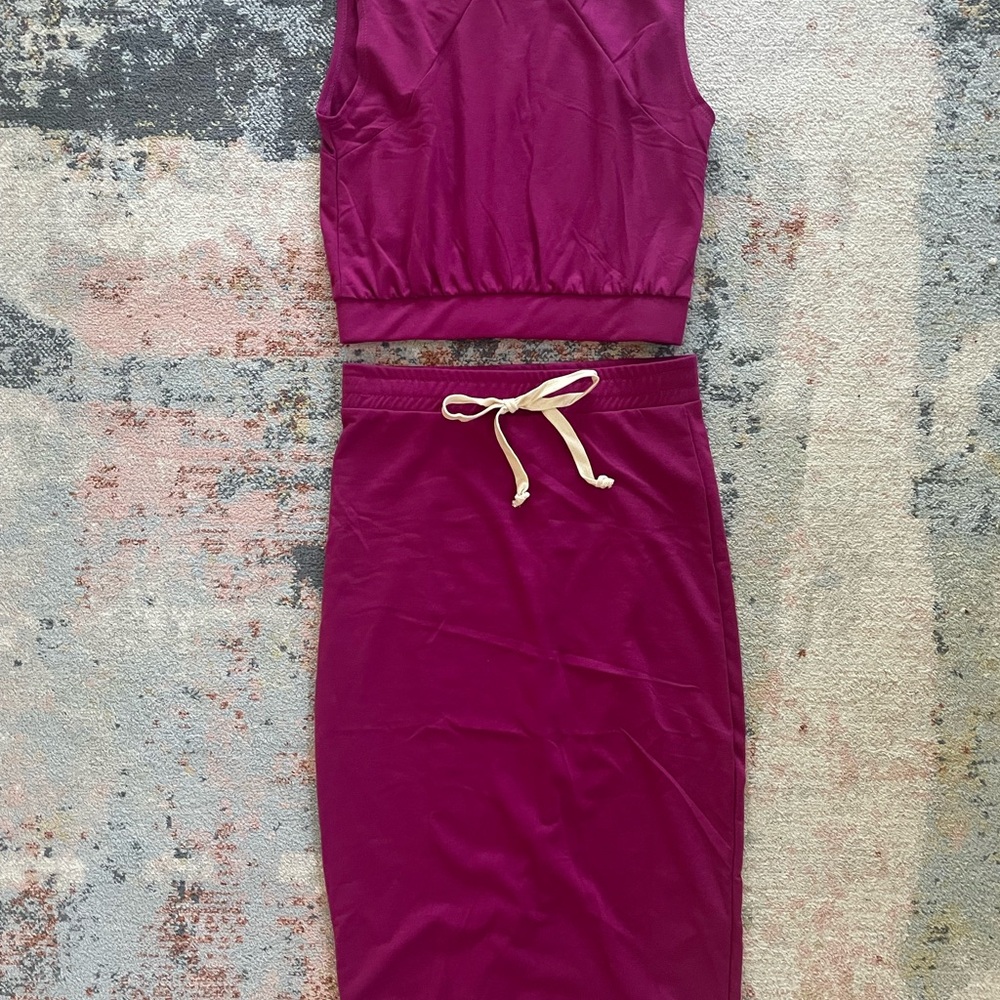 Zenana “Themogan” Two-Piece Crop Top & Skirt Set